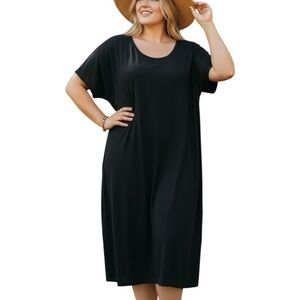Tahari Woman 3XL Black Scoop-neck Lightweight Jersey Knit Summer Dress